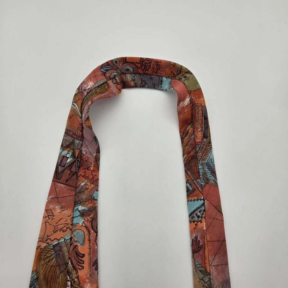 John Weitz Tie Mens Vintage Abstract Travel Map USA Rayon Novelty‎